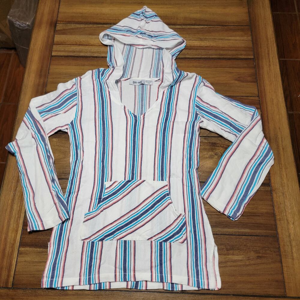 Buc-ee's LS Beachy Striped Hooded Shirt w/ Front Pocket - Size Small - Picture 1 of 5